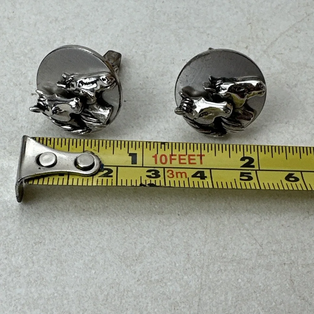 Vintage Horse Head Swank Sterling Cuff Links Western Stamped